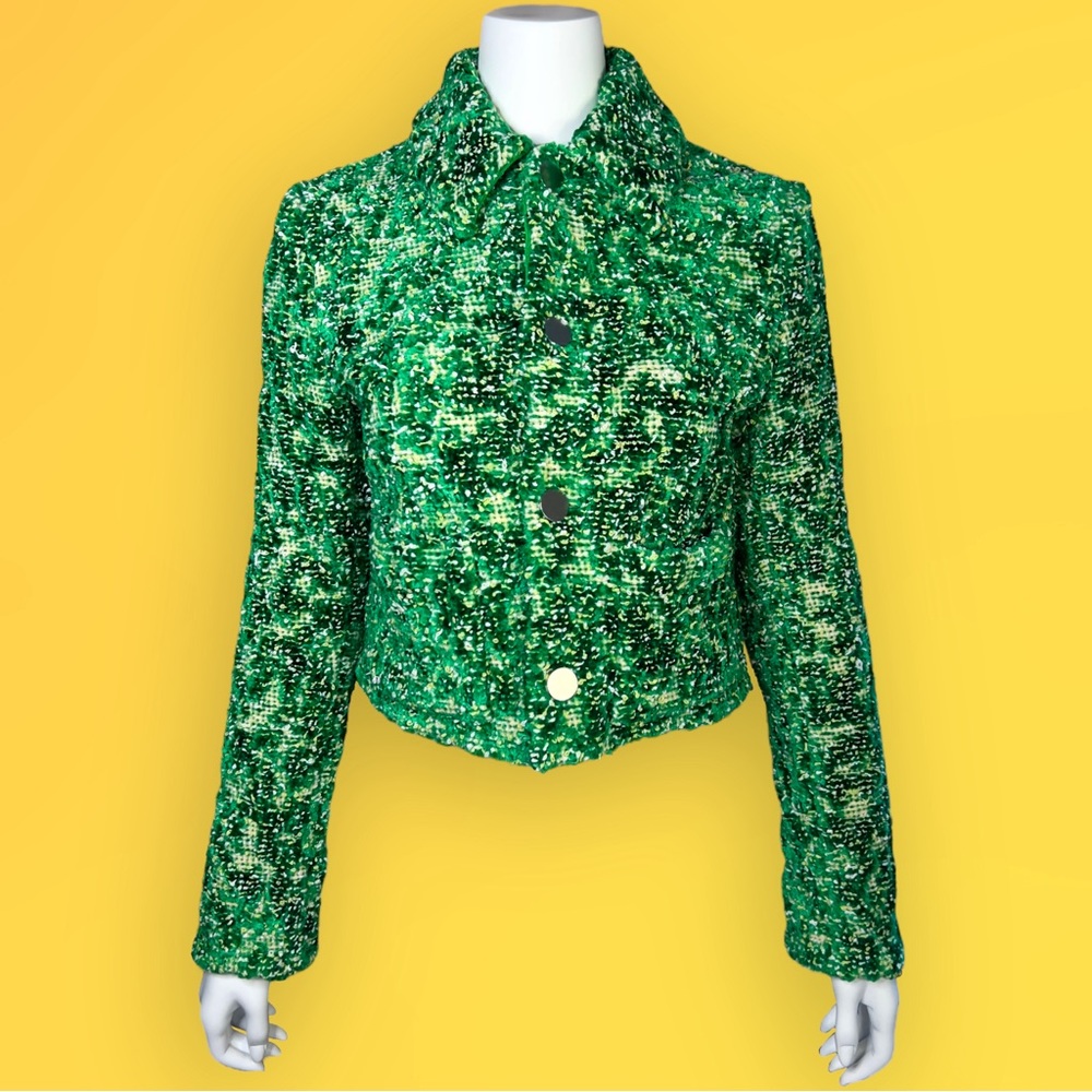 Bottega Veneta Abstract Chenille-Bouclé Green Jacket - Size 38 AUTHENTIC